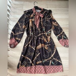 Elegant Black and Pink Patterned Dress